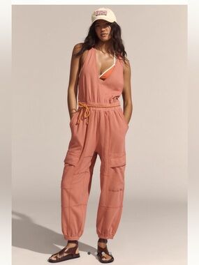 Anthropologie Daily Practice Cloud Rest Sleeveless V-Neck Jumpsuit Sz Large NWT